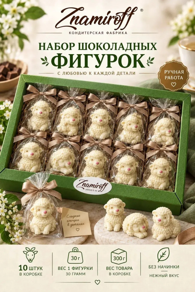  Фигурный шоколад набор Овечки из белого шоколада(10шт по 30г) в Липецке